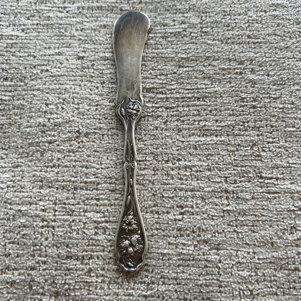 Antique Wm Rogers Poppy Silver Plate Butter Spreader Knife Pat 1908 Art Nouveau